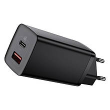 Мережевий зарядний пристрій Baseus GaN2 Lite 2 порти, USB + Type-C 65 W Чорний (CCGAN2L-B01)