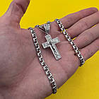 Срібний чорнений чоловічій ланцюжок та срібний хрестик 925 проби, фото 2