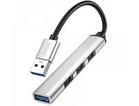 USB HUB Hoco HB26 USB to USB3.0+3USB2.0 стальний