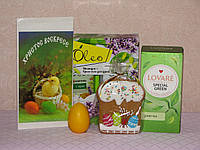 Пасхальный подарочный набор "Христос Воскресе" набор шампунь/гель+чай Lovare+пряник Паска+яйцо-свеча+открытка