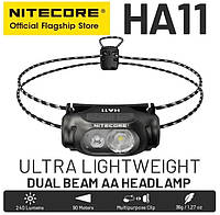 Ультралегкий Налобный фонарь NITECORE HA11 на батарейке AA с красным светом (240LM, IP66, 2 спектра)