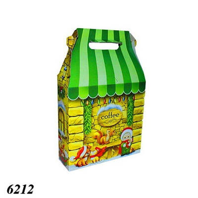 Новорічна коробка Будиночок зелений 700 гр (10шт)