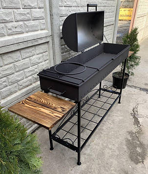 Мангал барбекю з кришкою Vulkan Alligator BBQ 125 см. На 20 шампурів.