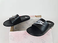 Nike Мужские тапочки летние черные с рефлективным лого Найк Шлепанцы женские на лето. Пляжные тапочки унисекс 39