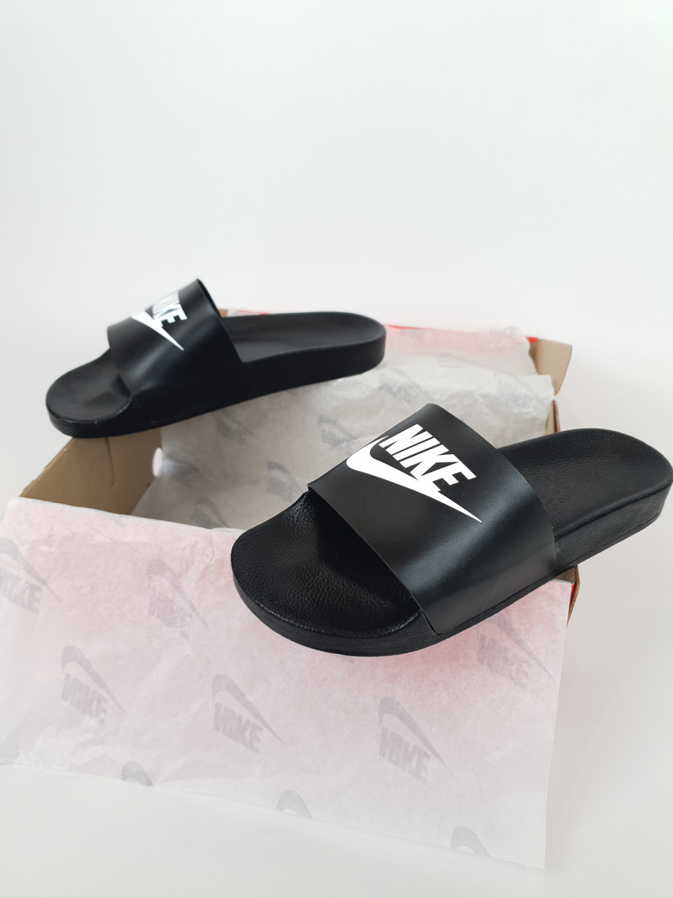Купить Nike Мужские тапочки летние черные Найк Черные шлепанцы женские ...