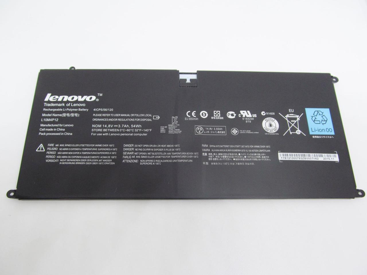Батарея для ноутбука Lenovo Yoga 13 L10M4P12, 3550 mAh (54Wh), 14.8 V, Li-Po, чорна,, фото 1