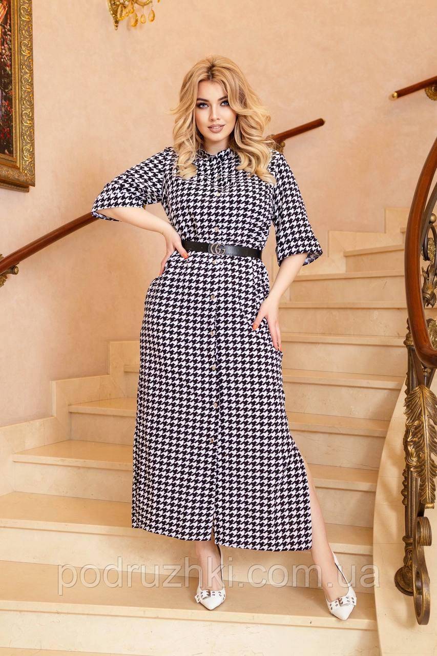 Довга сукня сорочка чорного кольору Тканина софт Розміри 50-52, 54-56, 58-60, 62-64, фото 1