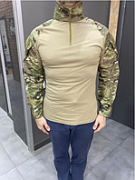 Военная боевая рубашка Yakeda убакс мультикам ЗСУ армейская кофта с пазами под локти тактическая рубашка убакс