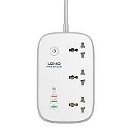 Подовжувач мережевий Ldnio з Wi-Fi SCW3451  ⁇ 3USB/1Type-C, 3Sockets. QC/PD, 30W/10A, 2m  EU Plug|