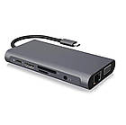 USB-хаб XON SmartLink 10 в 1 (Ethernet, VGA, HDMI, 3.5 Audio, SD, Type-C, 3xUSB3.0) Grey (XUCHP104300G), фото 6
