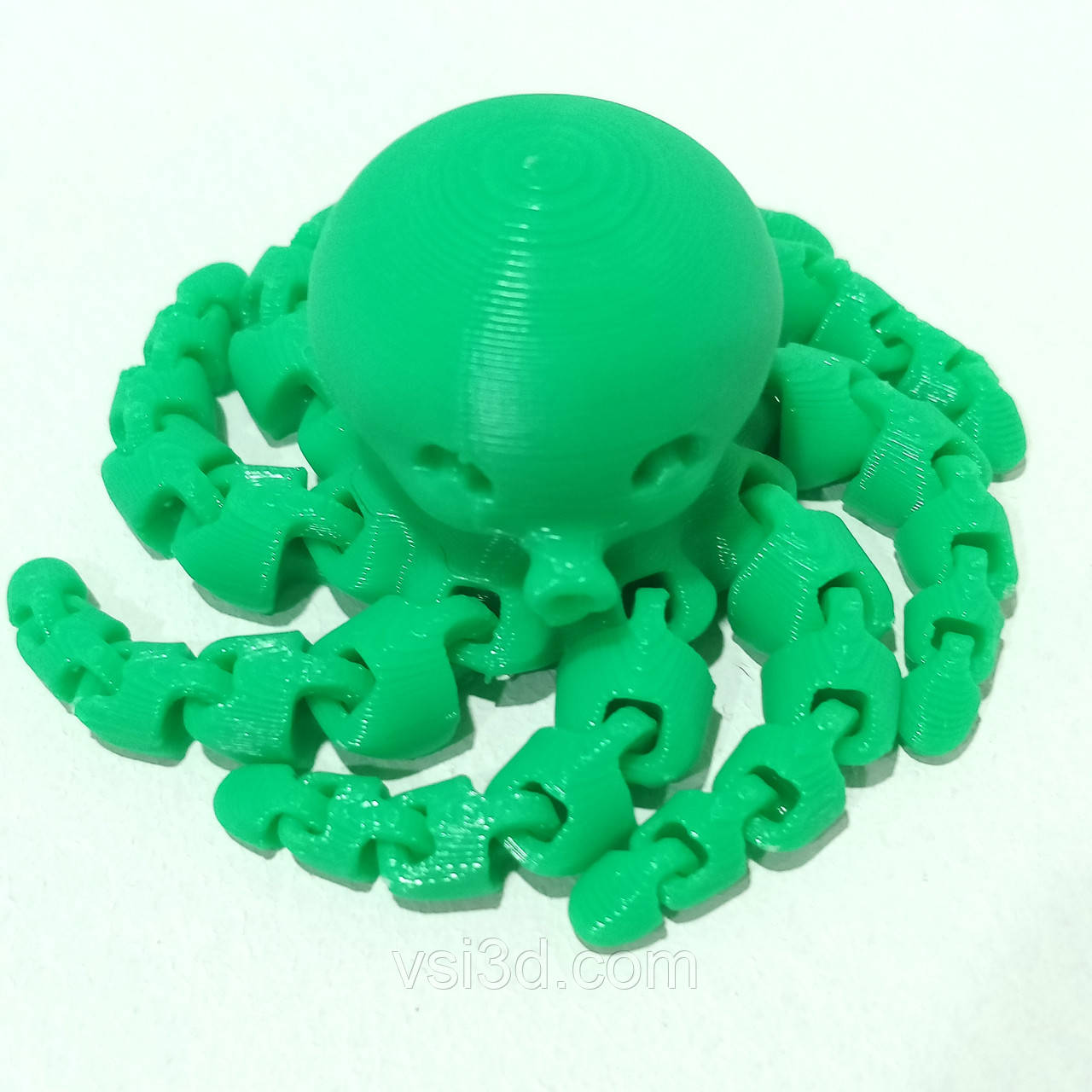 25 см. Рухома іграшка восьминіг. 3D-друк безпечним органічним пластиком. (Подарунок, статуетка, декор) Зелений неоновий