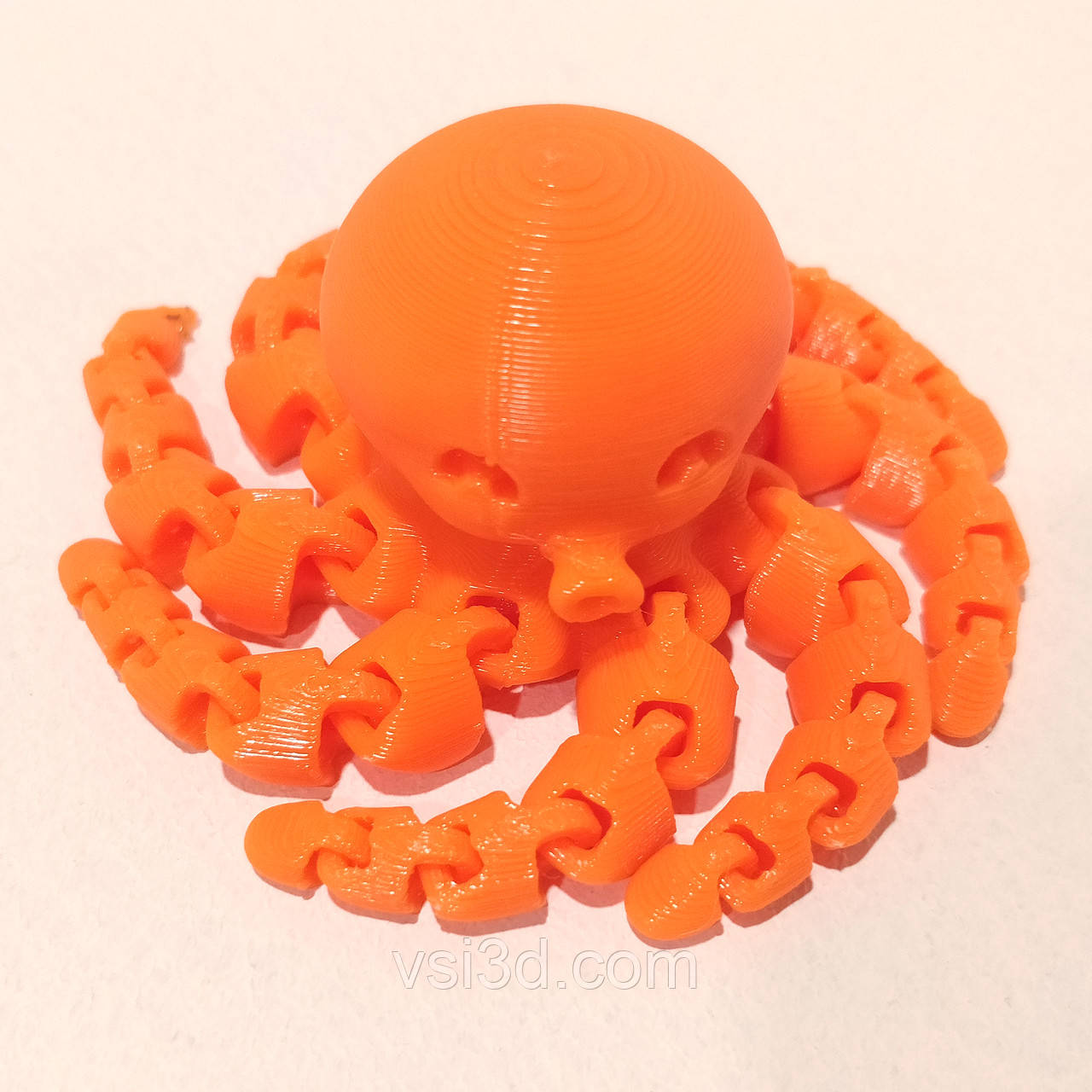 25 см. Рухома іграшка восьминіг. 3D-друк безпечним органічним пластиком. (Подарунок, статуетка, декор) Жовтогарячий неоновий