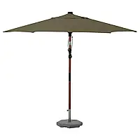 BETSÖ / LINDÖJA Зонт с основанием, коричневое под дерево бежево-зеленый/Huvön серый, 300 см
