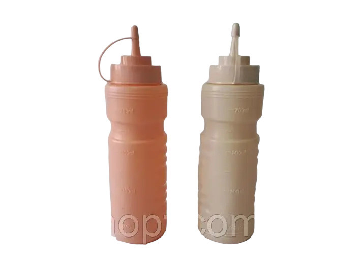 Набір пляшок пластикових для соусу кетчупу майонезу гірчиці Ємності пластик з носиком 2 штуки H 26 cm 700 мл