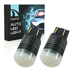 Лампа світлодіодна NAPO LED 7443-3030-9SMD 7443 W21/5W 12-24V комплект 2 шт колір світіння білий