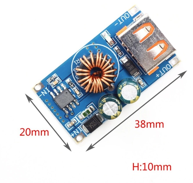 DC-DC понижаючий перетворювач 6-32 В, USB-модуль швидкої зарядки QC 2.0,3.0 (QC-MINI)