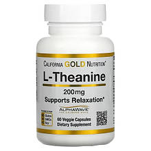 California Gold Nutrition L-Theanine підтримує розслаблення 200 мг 60 капсул