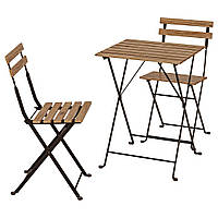 ТЭРНО Стол+2 стула, садовый, черная/светло-коричневая морилка