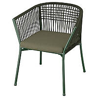 СЕГЕРОН Садовый стул с подлокотниками, темно-зеленый/Фрёсён/Дувхольмен темно-бежевый зеленый
