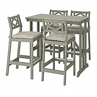 БОНДХОЛЬМЕН Барный стол + 4 барных стула, серая морилка/Куддарна серый