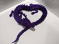 60 см. Подвижная игрушка дракон. 3D-печать безопасным органическим пластиком. (Подарок, статуэтка, декор) Индиго