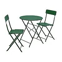 СУНДСО Стол+2 стула, садовый, зеленый/зеленый