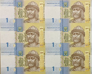 Нерозрізаний лист із банкнот НБУ номіналом 1 грн 60 шт. Колекційні листи банкнот. Нерозрізані гривні, фото 2