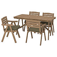 ФАЛЬХОЛЬМЕН Стол+4 кресла, садовый, светло-коричневая морилка/Фрёсён/Дувхольмен тёмно-бежевый зелёный