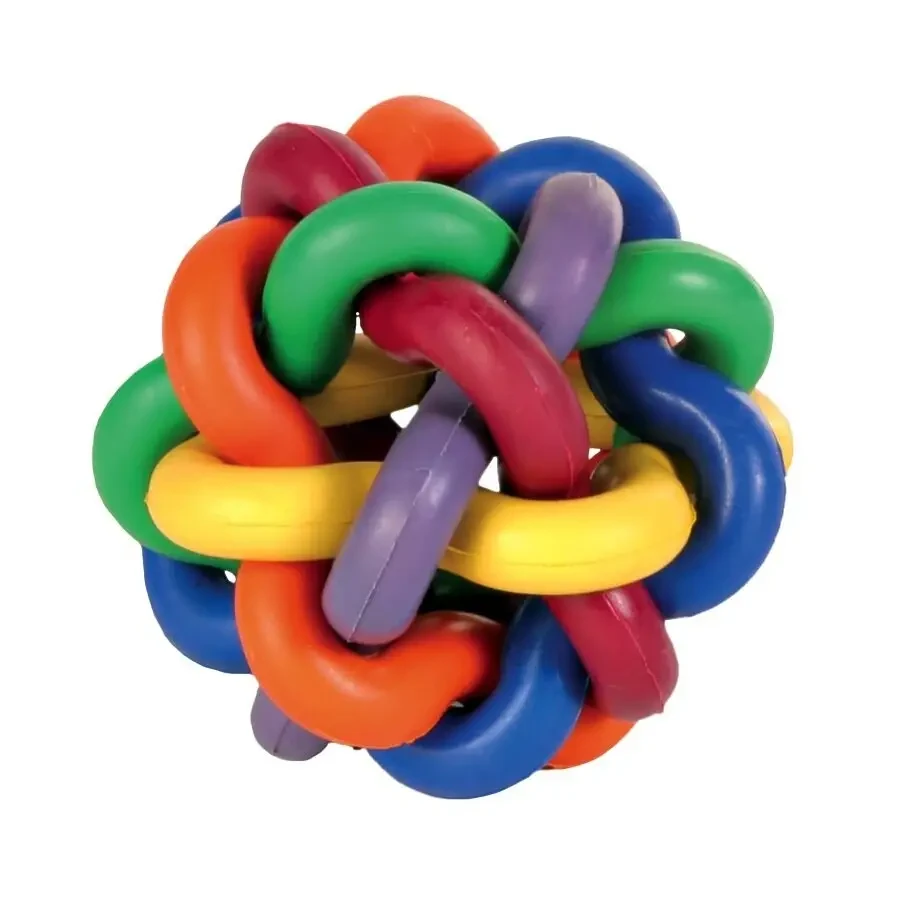 Іграшка для собак Trixie М'яч плетений гума Denta Fun d=7 см Різнокольоровий, фото 1