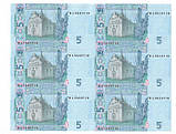 Нерозрізаний лист із банкнот НБУ номіналом 5 грн 60 шт. Колекційні листи банкнот. Нерозрізані гривні, фото 2