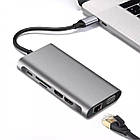 USB-хаб XON SmartLink 12 в 1 (Ethernet, VGA, 2xHDMI, 3.5 Audio, SD, Type-C, 4xUSB3.1) Grey (XUCHP125300G), фото 3