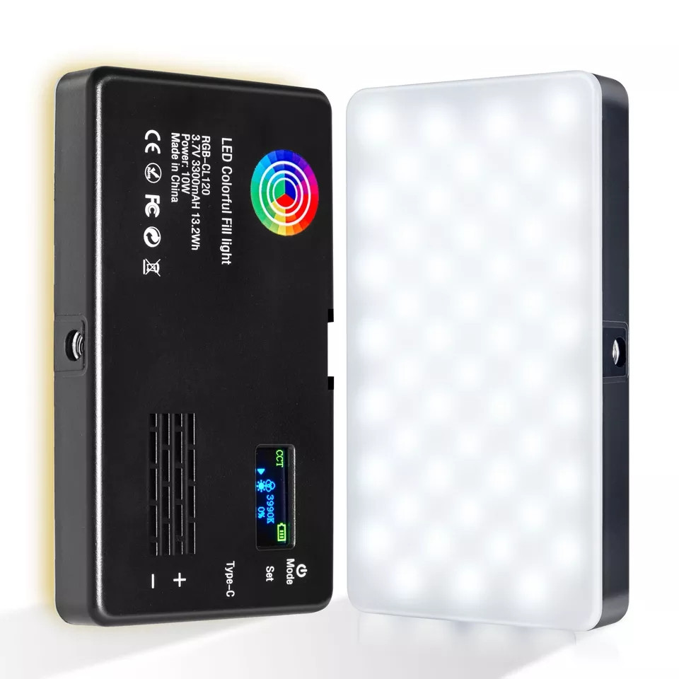 Світлодіодна кольорова накамерна LED-лампа RGB-CL120, Кольорова RGB LED-панель, відеосвітло.