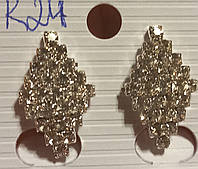 Клипсы серьги сережки (без прокола) серебристый металл пр-во Корея ромб камни