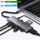 USB-хаб XON SmartLink 9 в 1 (HDMI, 3.5 Audio, SD, 2xType-C, 3xUSB3.0) Grey (XUCHP095300G), фото 5
