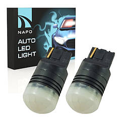 Лампа світлодіодна NAPO LED 7440-3030-9SMD 7440 W21W 12-24V комплект 2 шт колір світіння білий