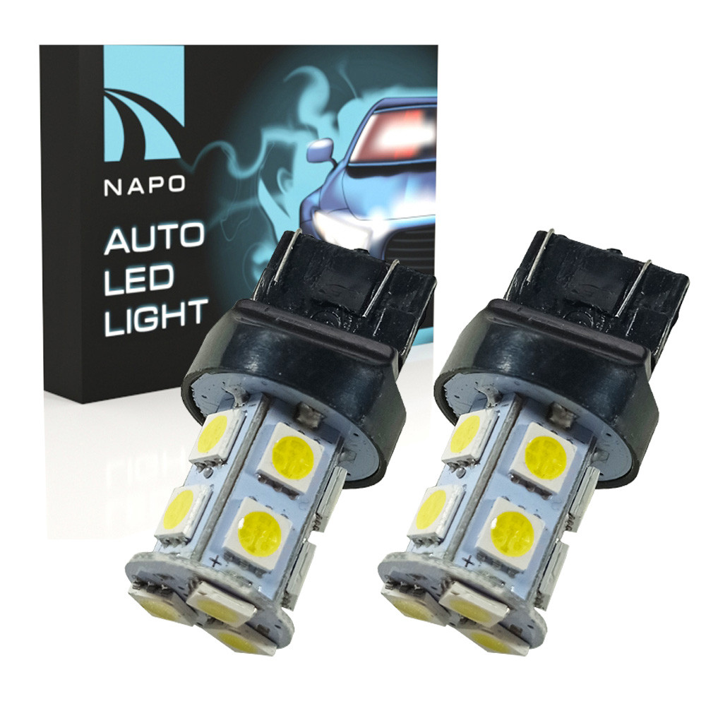 Лампа світлодіодна NAPO LED 7443-5050-13SMD 7443 W21/5W 12V комплект 2 шт колір світіння білий