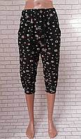 Бриджи капри женские с узором Цветок. Летние султанки из бамбука размер 46-52