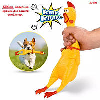 Игрушка для пса и не только, Kicuu Chick Crazy курица с забавной пищалкой, 30 см, качественный каучук