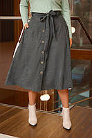 Стильная женская юбка из вельвета цвет графит с 48 по 68 размер