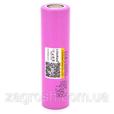 Promo Ціна! Акумулятор 18650 2600mAh (2450-2650mah), 3.7V (2.75-4.2V), pink, PVC BOX Liitokala (Lii-26FM) - тільки на