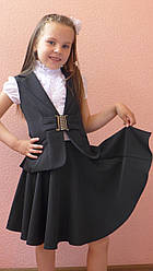 Комплект жилет з спідницею кльош(чорний), р-ри 28-38