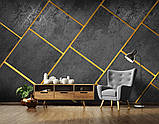 Геометрія на фото шпалерах 368x280 см Чорні бетонні прямокутники на стіні (13823P10)+клей, фото 7