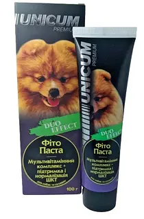 Фітопаста для собак і цуценят Unicum Мультивітамінний комплекс + підтримка та нормалізація шлунково-кишкового тракту 100 грм