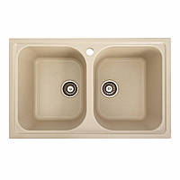 Мийка кухонна гранітна Platinum EQUATORIA 790х500х200 (глянцева, айворі)