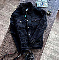 Джинсова куртка на хутрі чорна