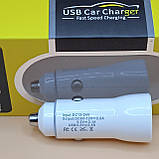 Автомобільний адаптер живлення. Заряджання в прикурювач. Швидка заряджання. Два виходи., фото 3
