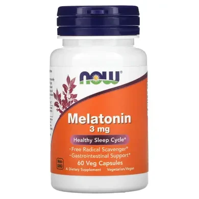 Здоровий сон, NOW Foods, мелатонін, 3 мг, 60 рослинних капсул