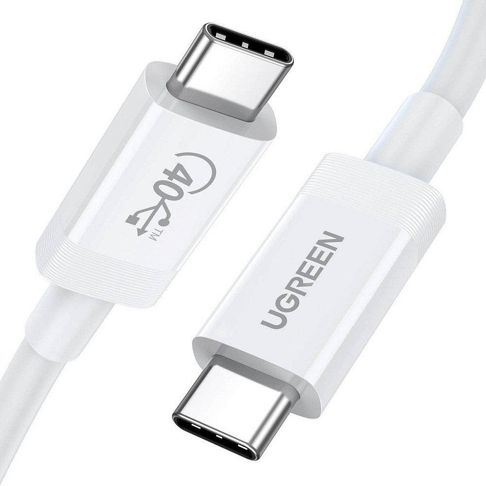 Кабель Ugreen US506 USB Type-C to USB Type-C PD USB4.0 40Gb/s 100W Thunderbolt-3 0.8m white (40113)
