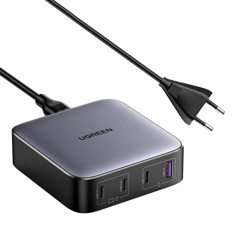 Мережевий зарядний пристрій UGREEN CD328 GaN Desktop Charger 1*USB-A+3*USB-C 100W EU 90928, фото 1