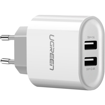 Мережевий зарядний пристрій UGREEN  CD104 2xUSB 3.4A білий (20384)